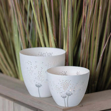 Load image into Gallery viewer, Poetry Tealight Holder with Dandelion Design - Md