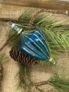 Bright Blue W. Gold Glitter Shaped Ornament