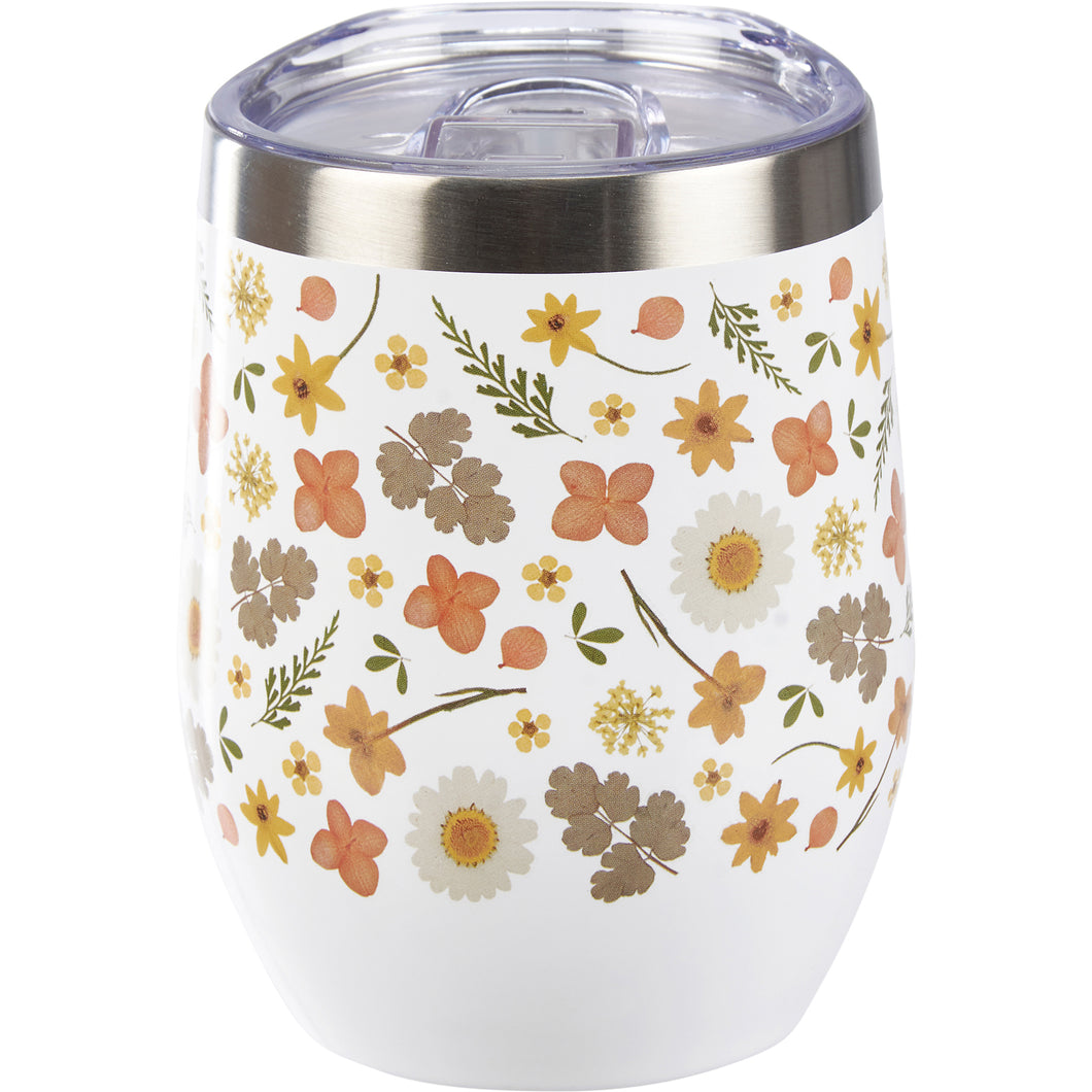 Wine Tumbler - Pressed Flowers