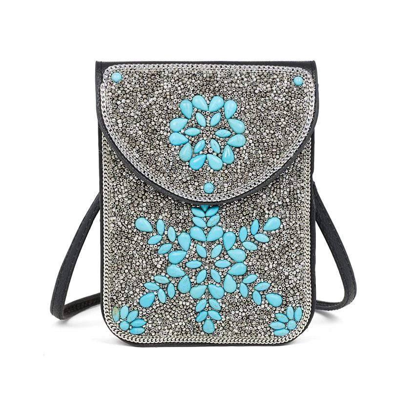 Artisan Beaded Holiday Crossbody - Snowflake