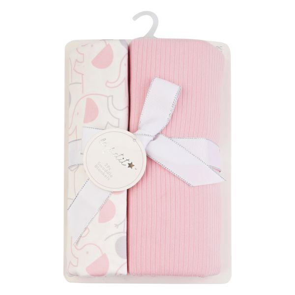 2-Pack Swaddle Blanket (Pink Elephant)