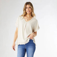 Load image into Gallery viewer, River Flowy Short Sleeve Top w Fringe