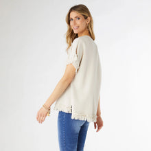 Load image into Gallery viewer, River Flowy Short Sleeve Top w Fringe