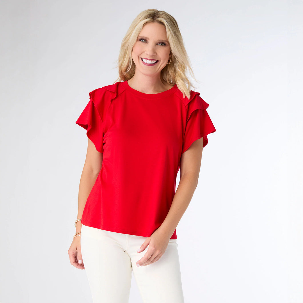 Mandy Cap Sleeve Ruffle Tee