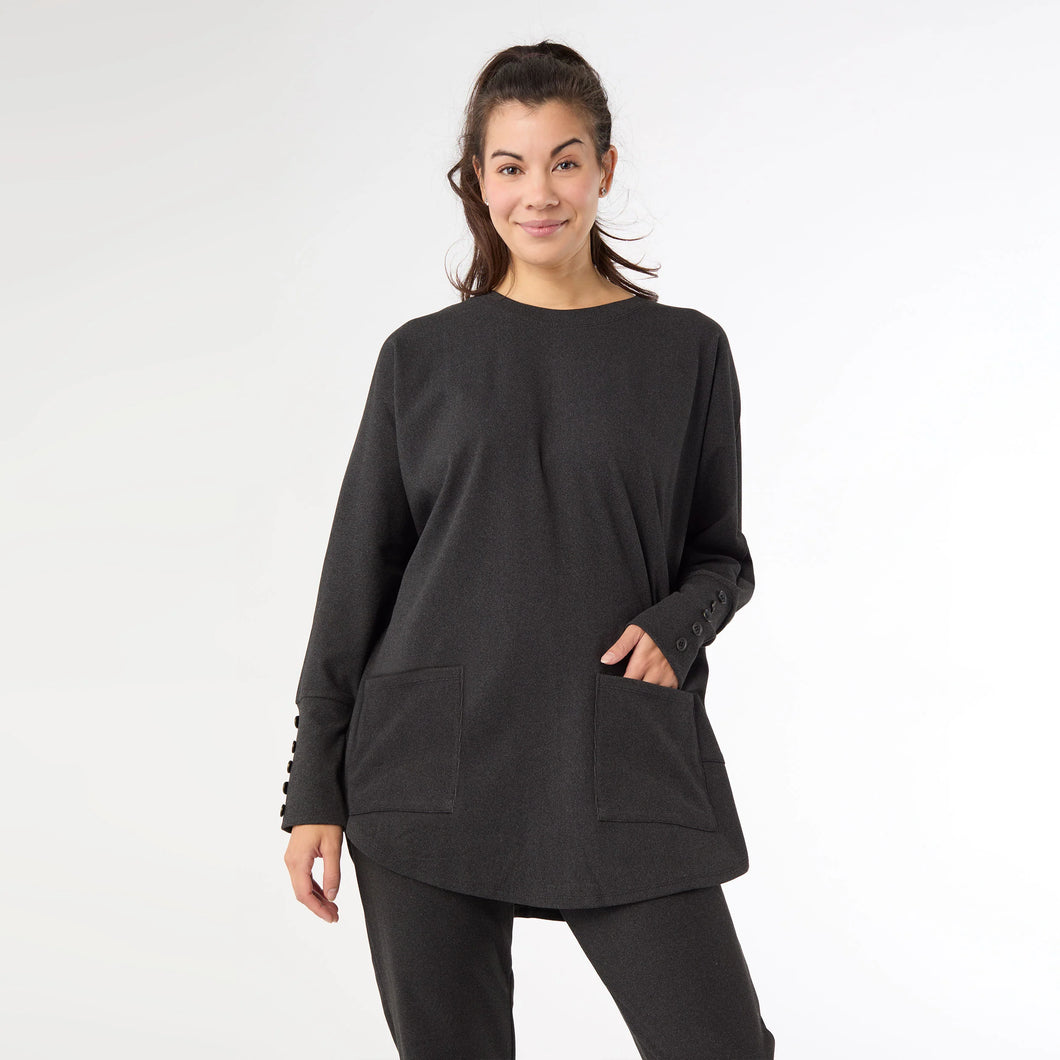 Weekend Brushed Sweater W Button Back