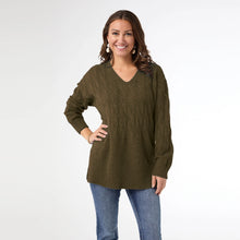 Load image into Gallery viewer, Heavenly Luxe V-Neck Cable Sweater