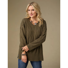 Load image into Gallery viewer, Heavenly Luxe V-Neck Cable Sweater