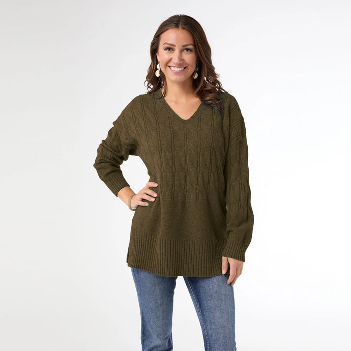 Heavenly Luxe V-Neck Cable Sweater
