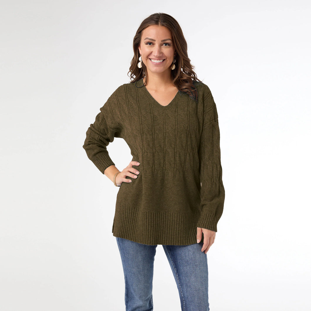 Heavenly Luxe V-Neck Cable Sweater