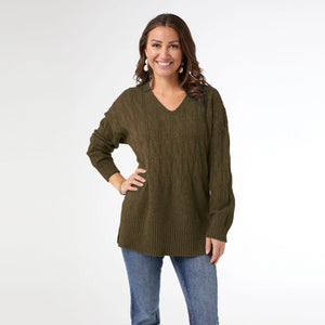 Heavenly Luxe V-Neck Cable Sweater