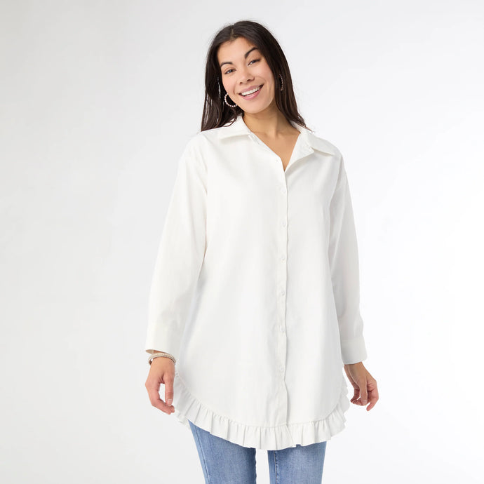 Dominique Tunic Top w Ruffle Bottom