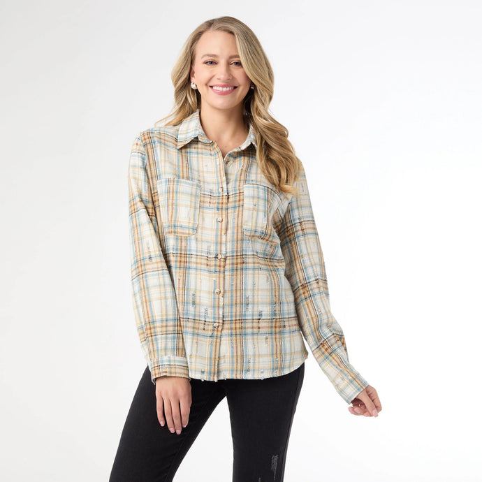 Becca Flannel Shirt w Distressing