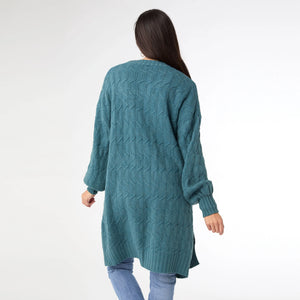 Summit Cable Knit Cardigan - Teal