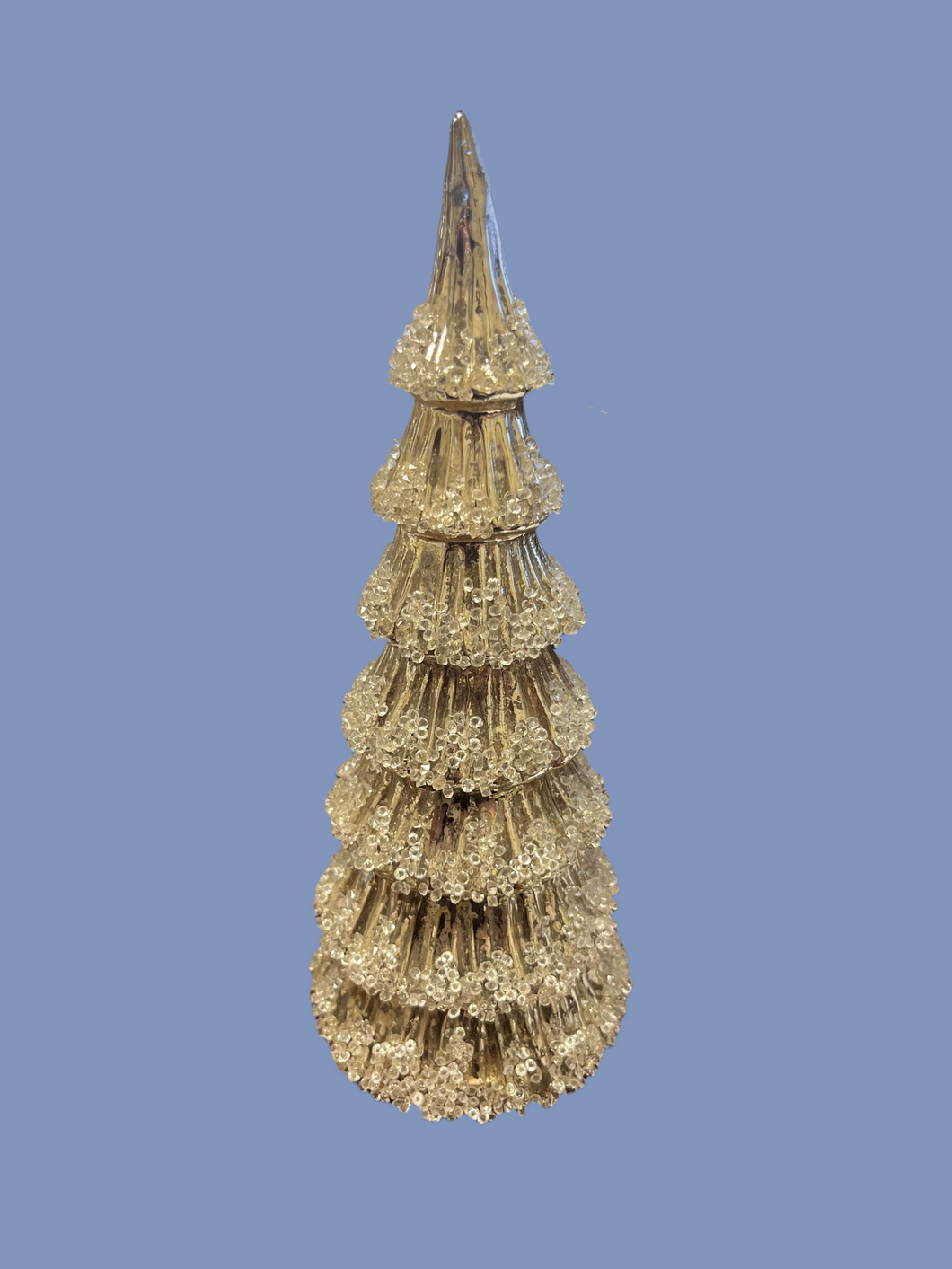 Gold Christmas Tree w Lights - Beaded