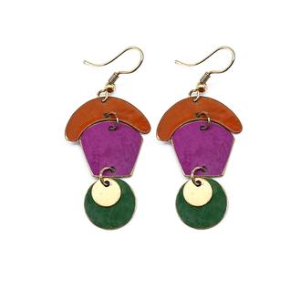 Brass Patina Earrings - Color Block