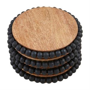 Black Edge Beaded Coaster Set