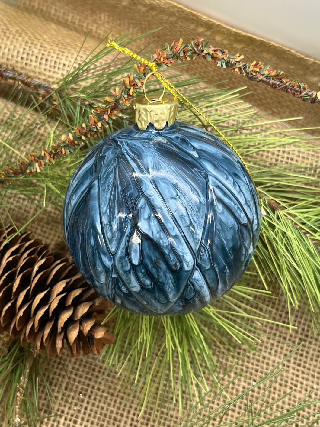 Medium Blue Swirl Ball Ornament