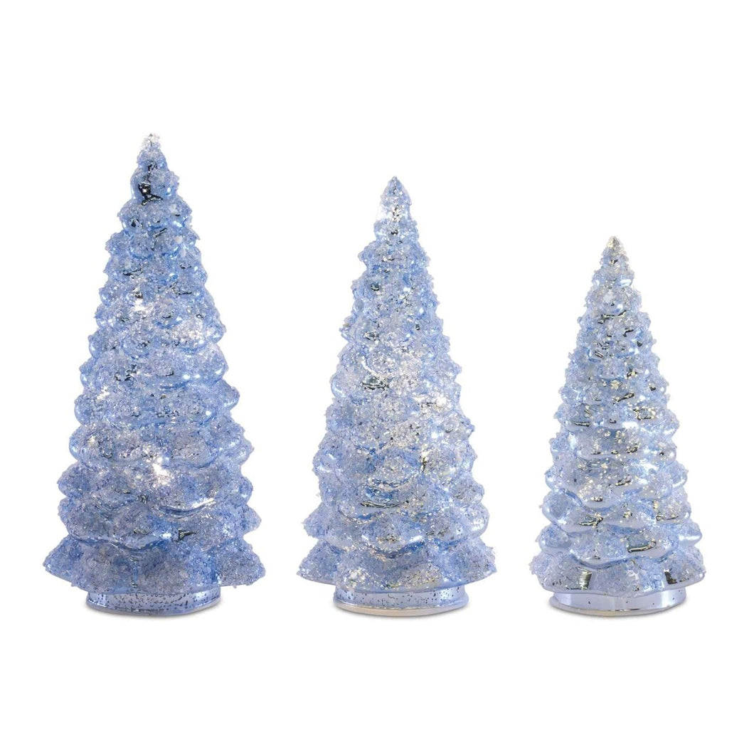 Blue Beaded Light-Up Christmas Tree