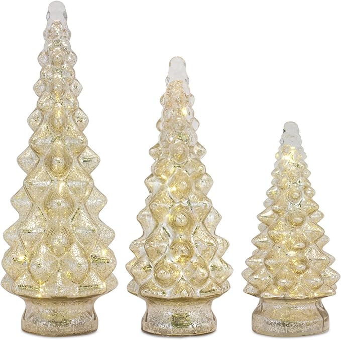 Gold Christmas Tree w Lights - Mercury