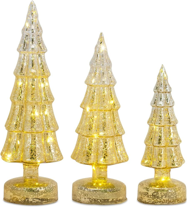 Gold Christmas Tree w Lights - Layered