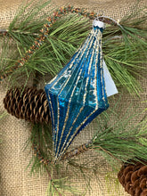 Load image into Gallery viewer, Bright Blue W. Gold Glitter Shaped Ornament