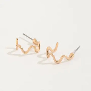 Gold Wiggle Hoop Earrings