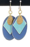 Brass Patina Earrings - Blue Layers