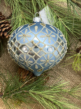 Load image into Gallery viewer, Light Blue Glass Ornament with Gold Glitter