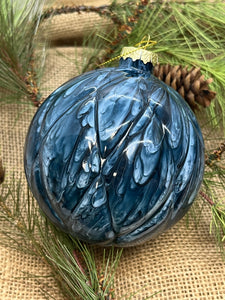 Large Blue Swirl Ball Ornament