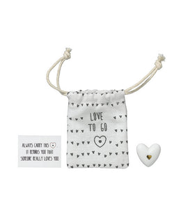 Porcelain Pocket Gift with Bag - Heart