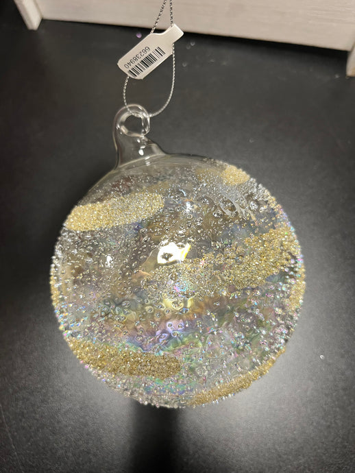 Clear With Gold Beaded Ball Ornaments