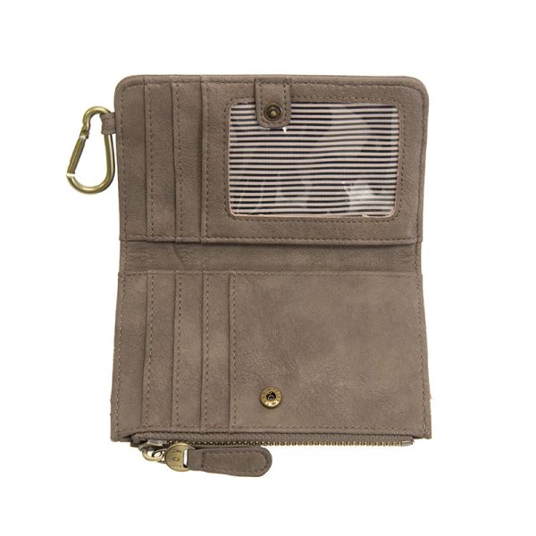 Dark Taupe Bobbie Bifold Wallet w Carabiner