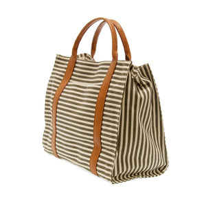 Toni Large Canvas Tote - Neutral + White