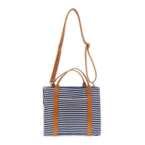 Toni Large Canvas Tote - Navy + White