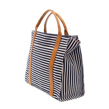 Load image into Gallery viewer, Toni Large Canvas Tote - Navy + White