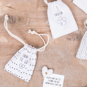 Porcelain Pocket Gift with Bag - Heart