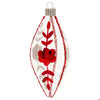 Poinsettia Clear Teardrop Glass Ornament