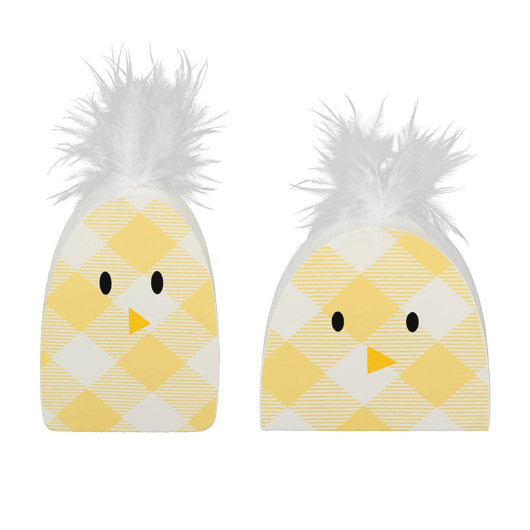 Yellow Check Easter Chicks, Set of 2
