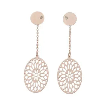 Rose Gold Oval Filigree Earrings