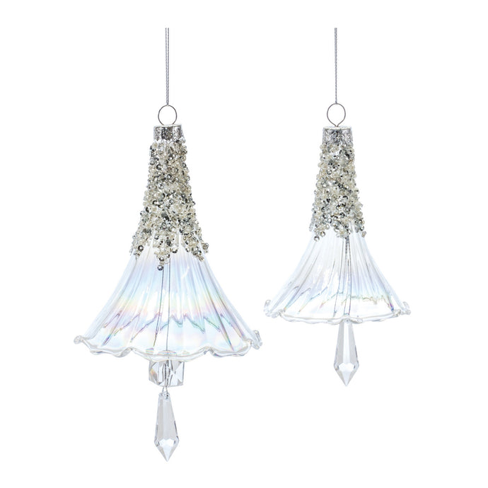 Clear Beaded Bell Ornament