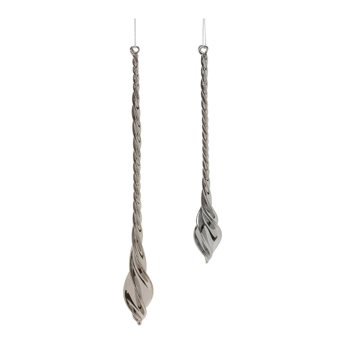 Silver Twist Teardrop Ornament