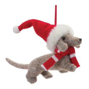 Felted Dachshund Ornament