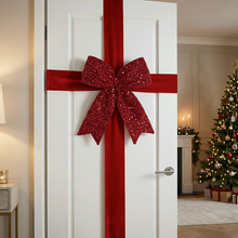 Load image into Gallery viewer, Red Sequin Bow Ornament