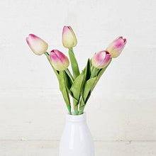 Load image into Gallery viewer, 15inL real touch Tulip Bud Stem-Purple green
