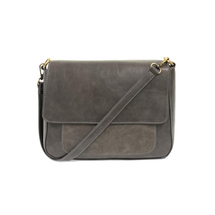 Gray Lexie Convertible Shoulder Bag Faux Suede Trim