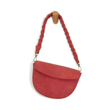 Load image into Gallery viewer, Red Luna Crescent Crossbody w/ Braided Handle