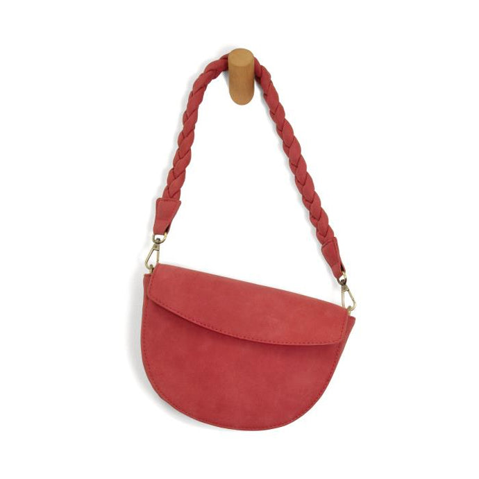 Red Luna Crescent Crossbody w/ Braided Handle