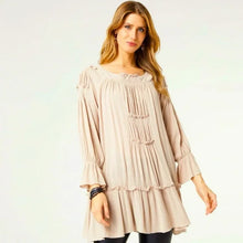 Load image into Gallery viewer, Victoria Long Sleeve Ruffle Tunic - Khaki