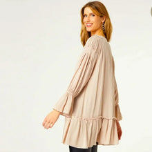 Load image into Gallery viewer, Victoria Long Sleeve Ruffle Tunic - Khaki