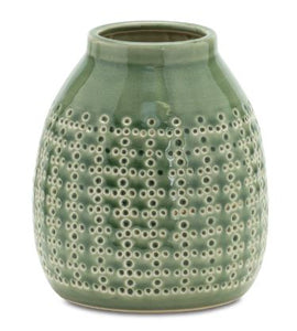 Terra Cotta Pot - Patterned Green